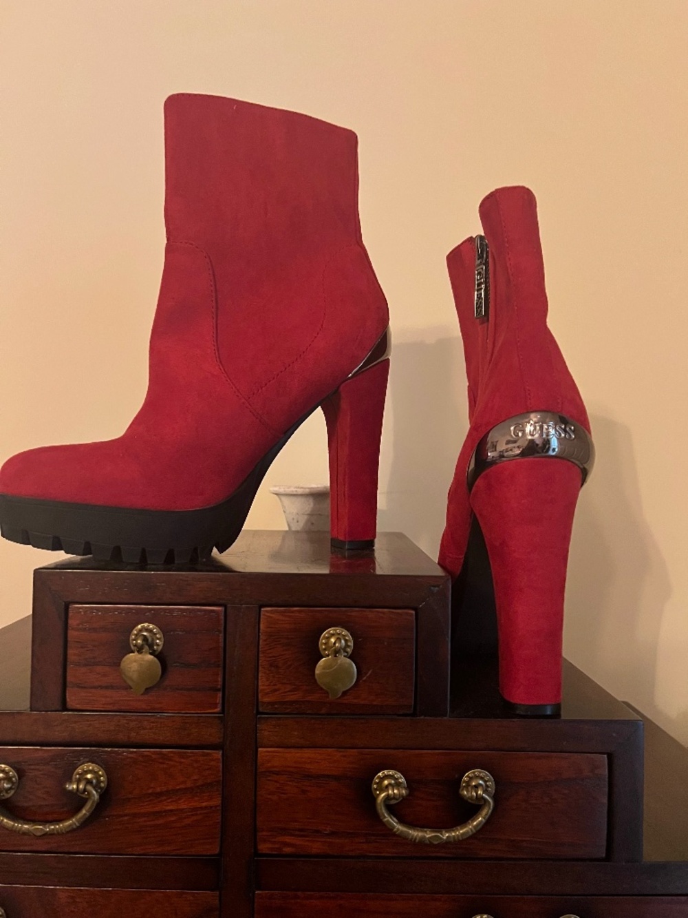 Guess Red High Heeled Boots